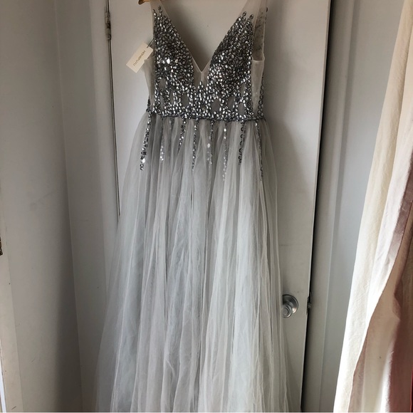 Jeweled Formal Dress with Slit - Picture 5 of 15